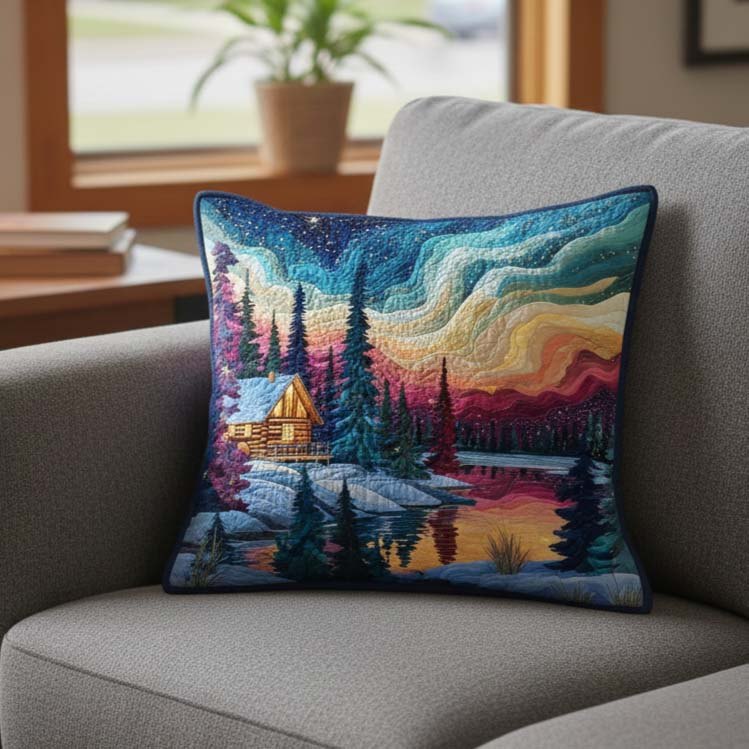 Aurora Borealis Quilted Cushion Cover printed cushion cover