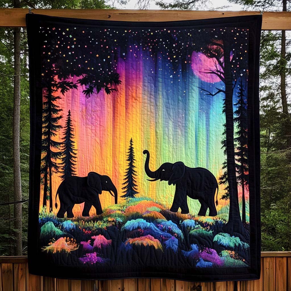 Aurora Elephants Quilted Blanket printed blanket
