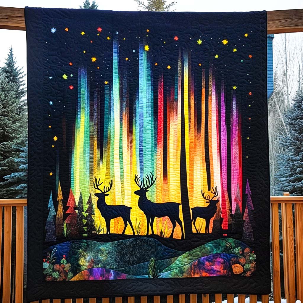 Aurora Forest Mystique Quilted Blanket printed blanket