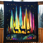 Aurora Forest Mystique Quilted Blanket printed blanket