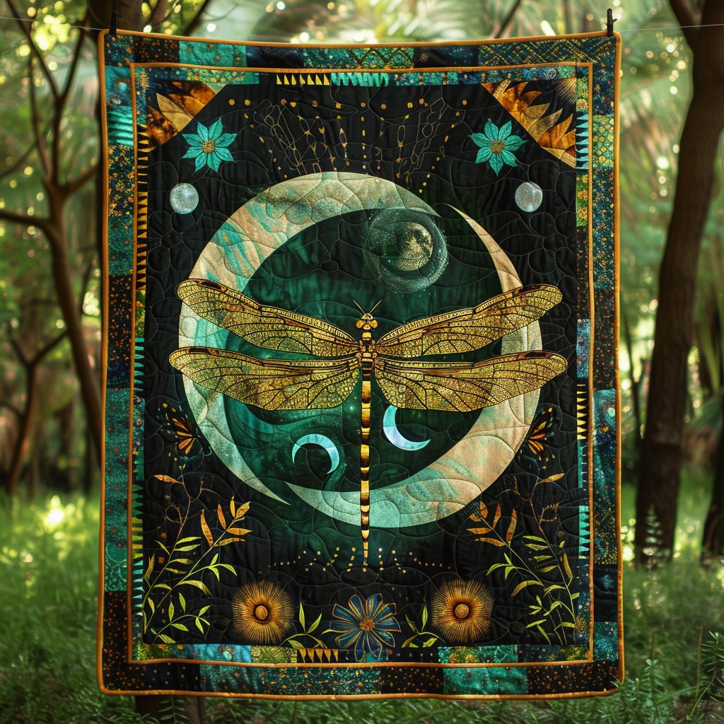 Aurora Spark Dragonfly Quilted Blanket printed blanket