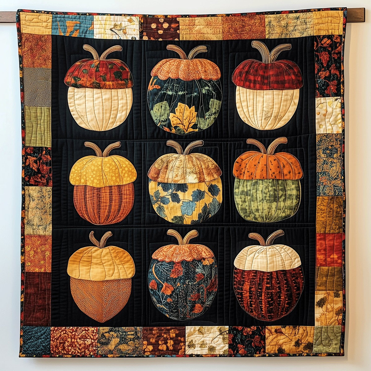 Autumn Acorn Quilted Blanket printed blanket