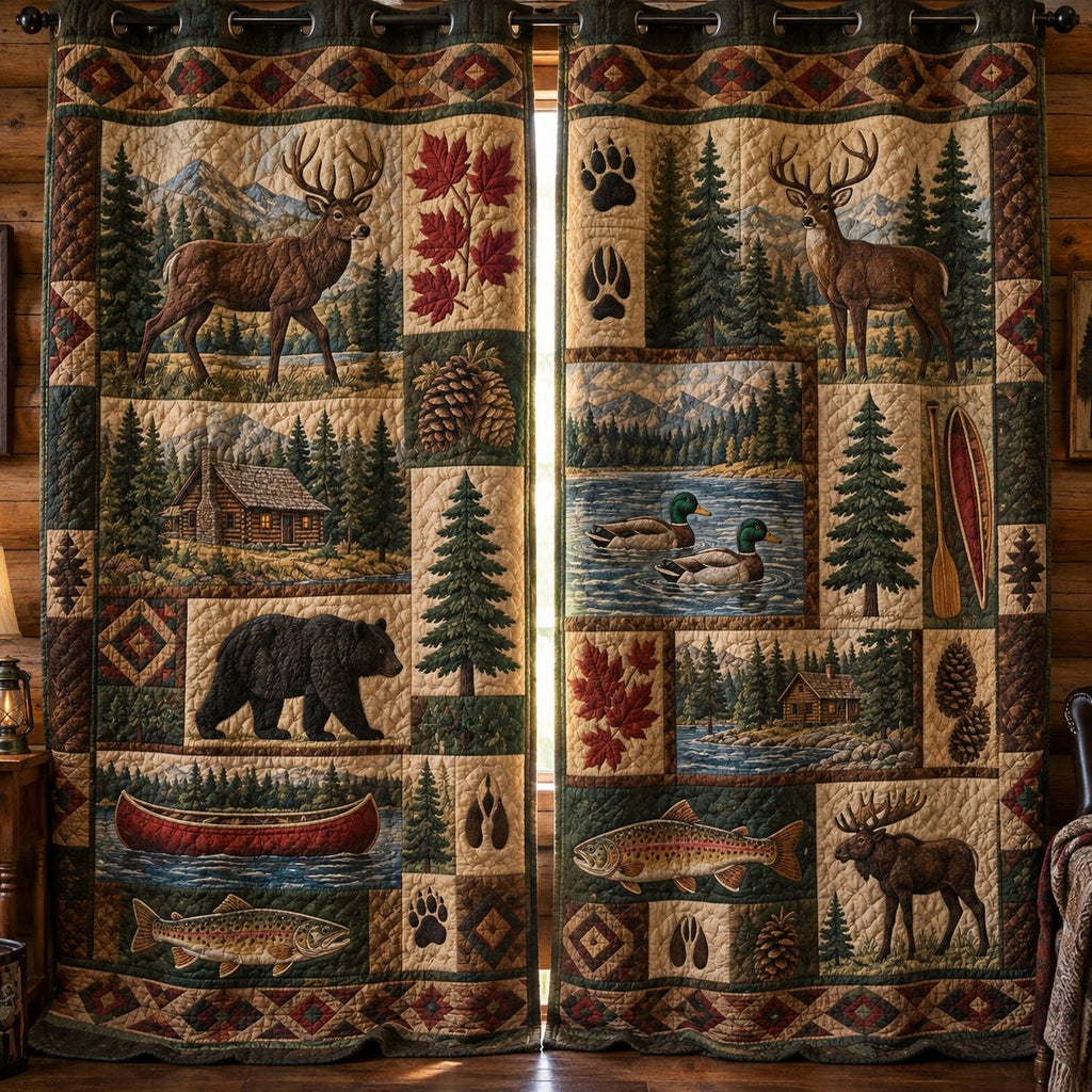 Autumn Angler Retreat Quilted Curtains printed door curtain