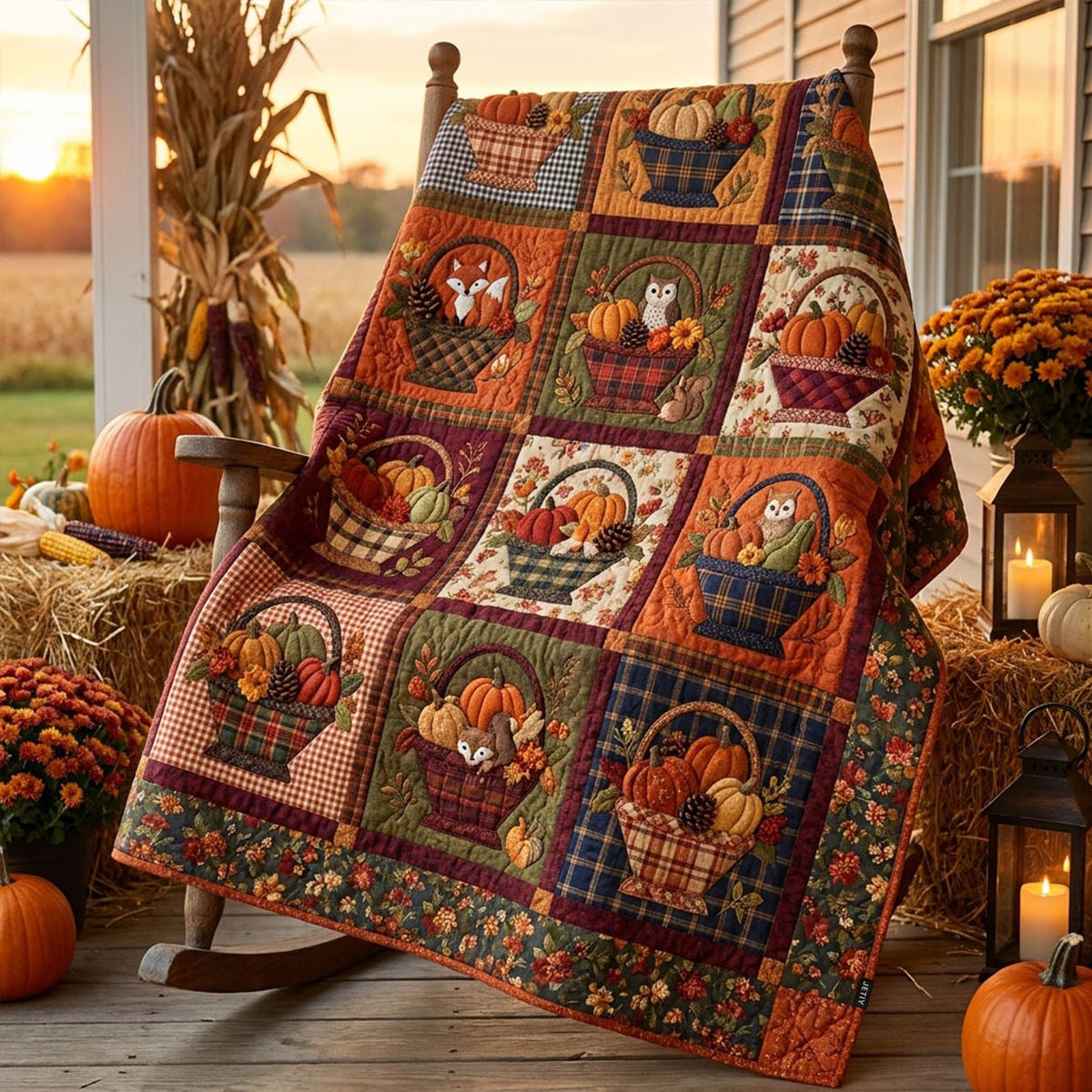Autumn Basket Jubilee Quilted Blanket printed blanket