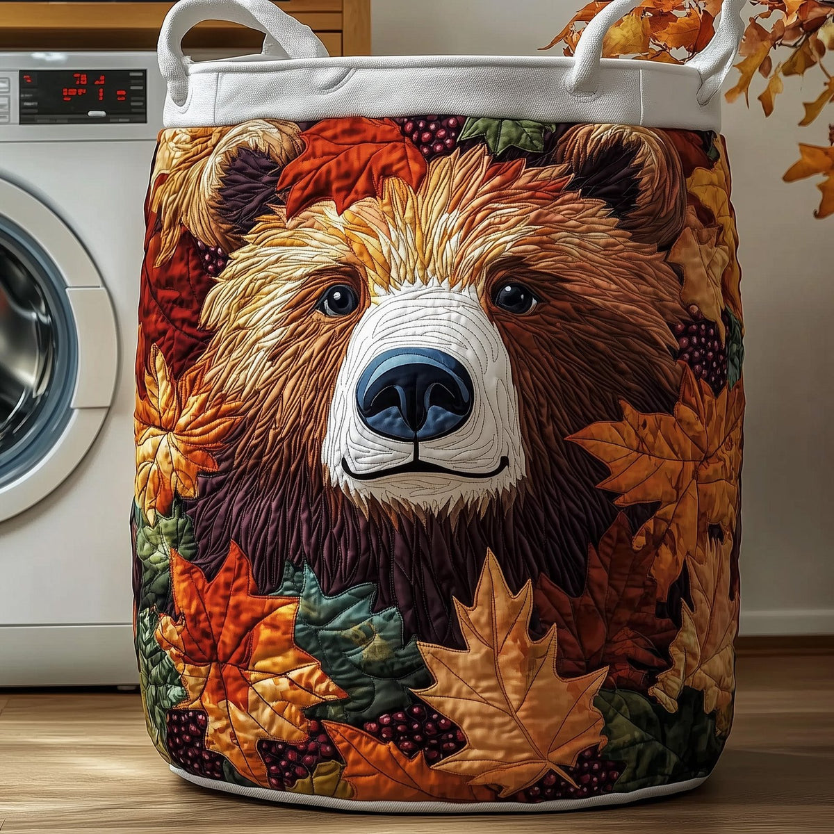 Autumn Bear Quilted Laundry Hamper printed laundry hamper