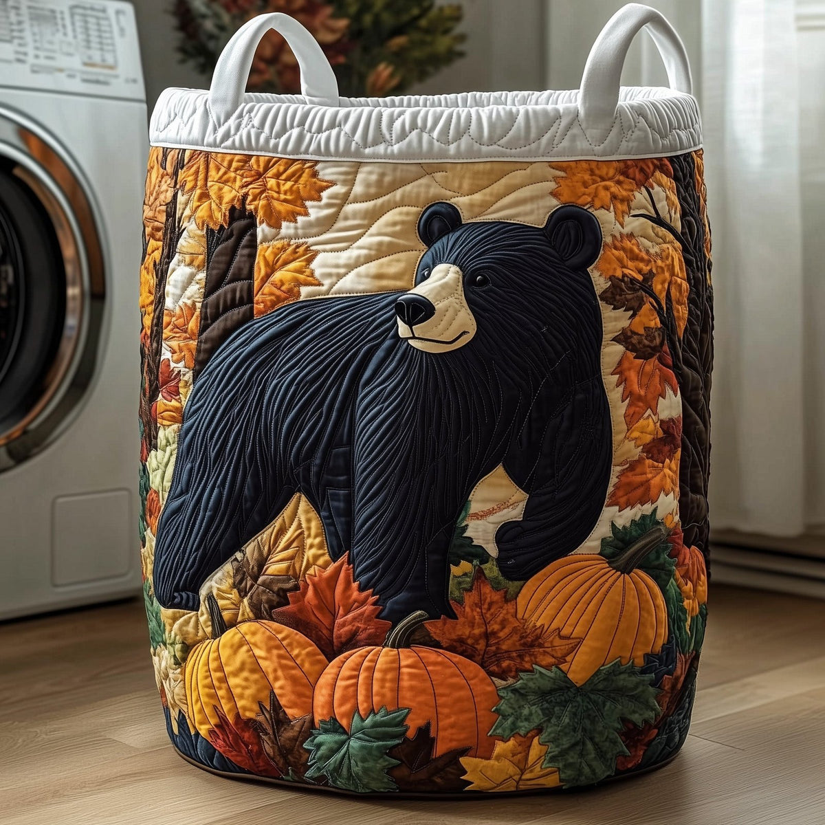 Autumn Bear Quilted Laundry Hamper printed laundry hamper