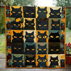 Autumn Black Cats Quilted Blanket printed blanket