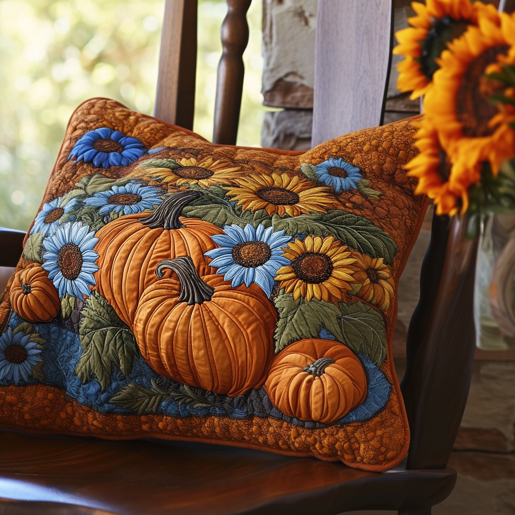 Autumn Bliss Quilted Cushion Cover printed cushion cover