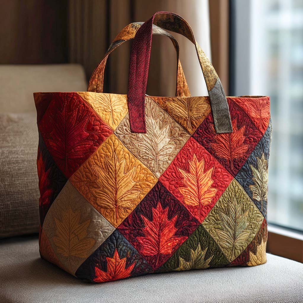 Autumn Bliss Quilted Tote Bag printed tote bag