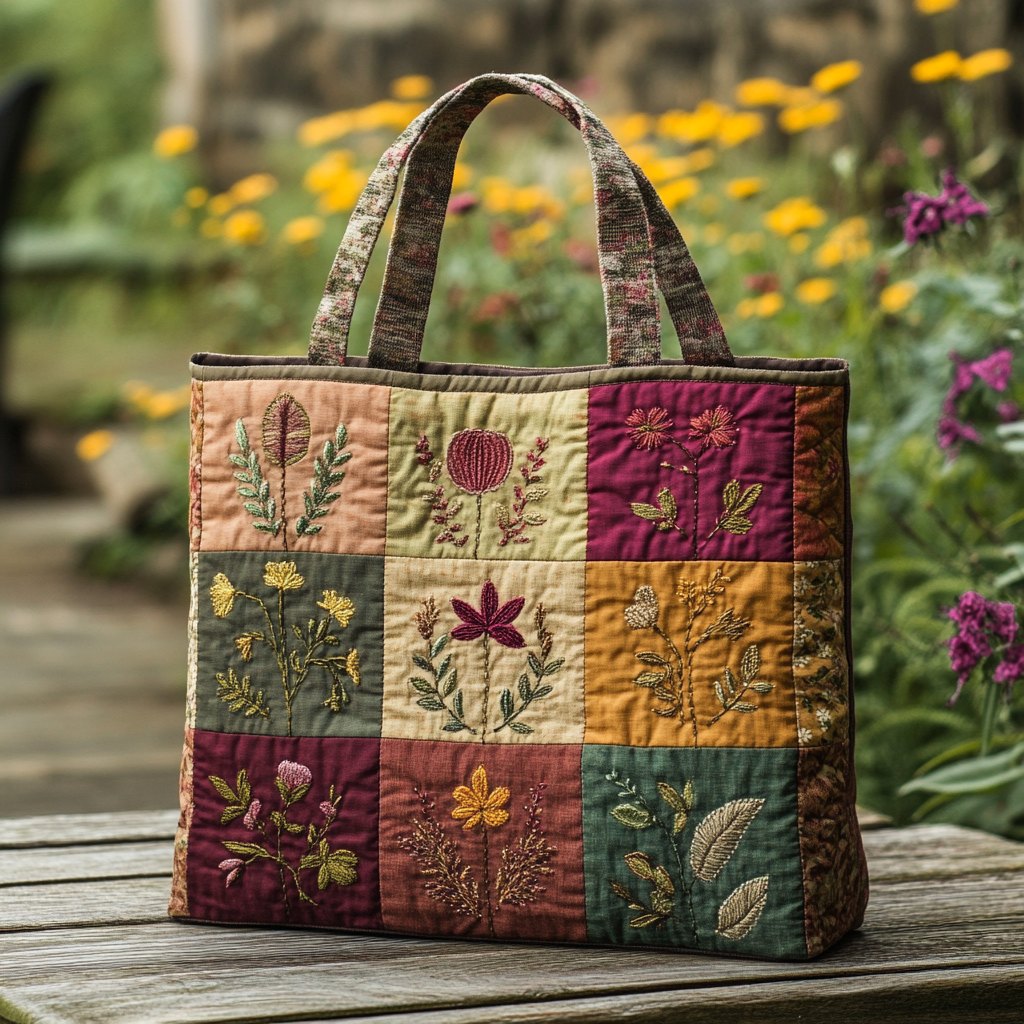 Autumn Bloom Quilted Tote Bag printed tote bag
