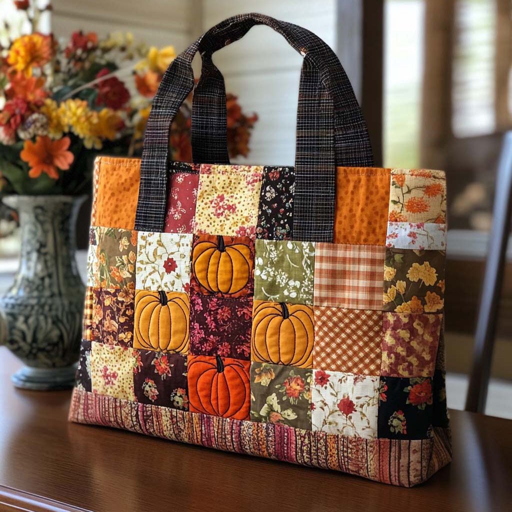 Autumn Bloom Quilted Tote Bag printed tote bag
