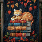 Autumn Book Kitten Quilted Blanket printed blanket
