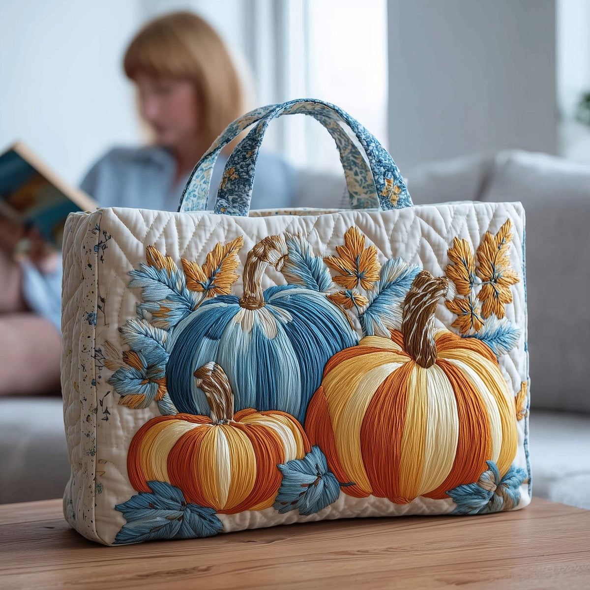 Autumn Breeze Quilted Tote Bag printed tote bag