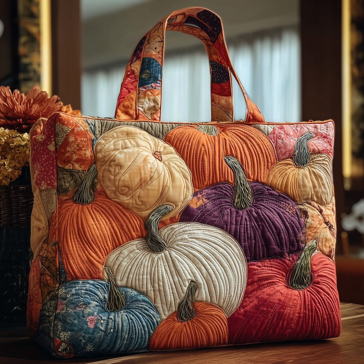 Autumn Breeze Quilted Tote Bag printed tote bag
