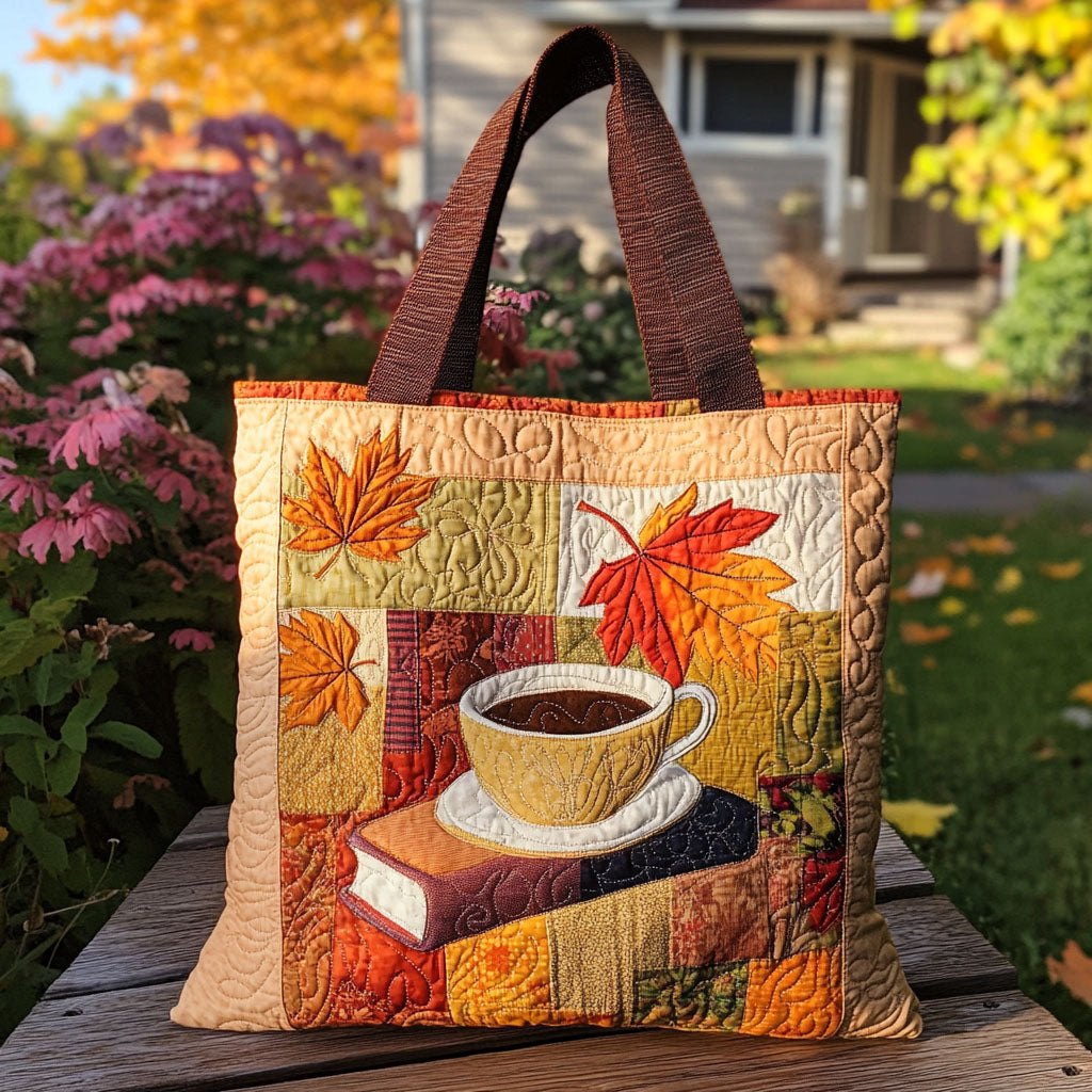 Autumn Brew Quilted Tote Bag printed tote bag