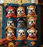 Autumn Bulldog Quilted Blanket printed blanket