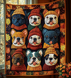Autumn Bulldog Quilted Blanket printed blanket