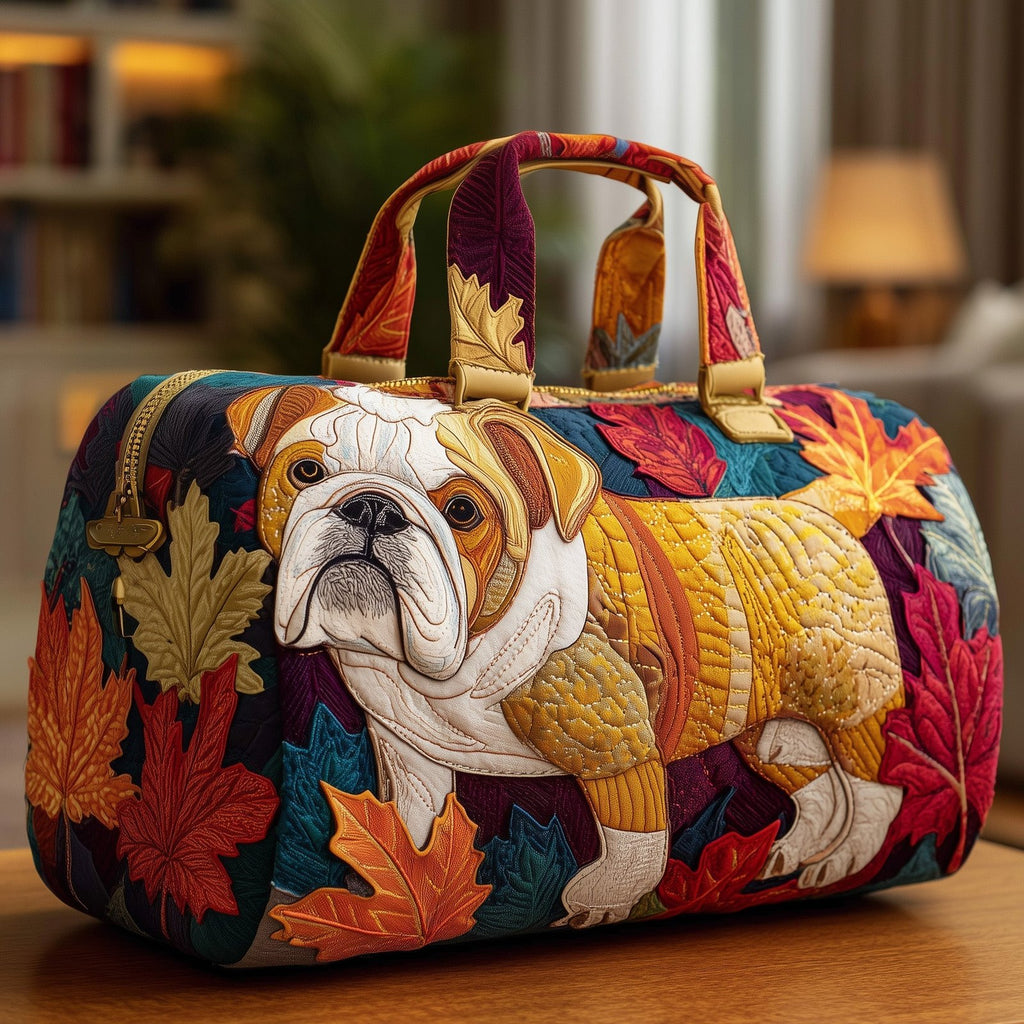 Autumn Bulldog Quilted Duffle Bag printed duffle bag