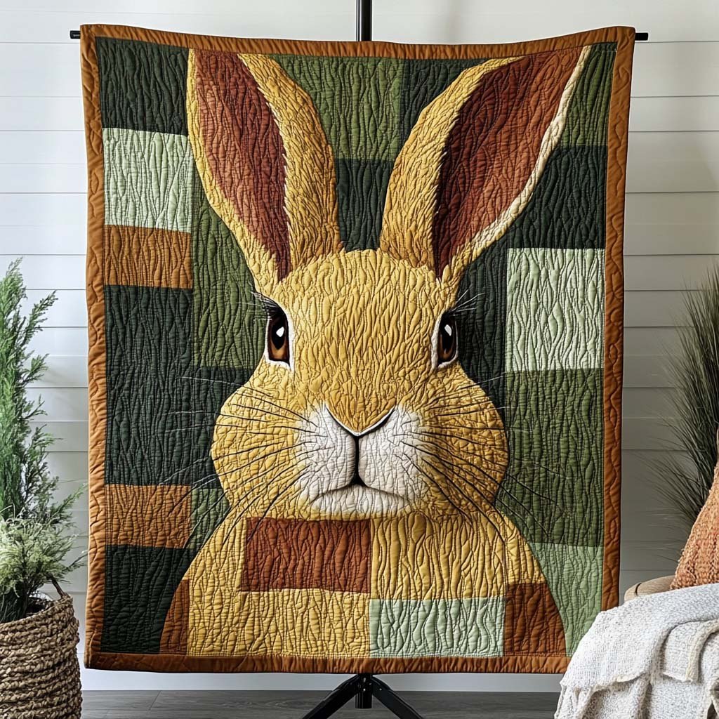 Autumn Bunny Charm Quilted Blanket printed blanket