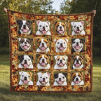 Autumn Cute Bulldog Quilted Blanket printed blanket
