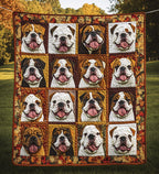 Autumn Cute Bulldog Quilted Blanket printed blanket