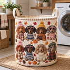 Autumn Dachshund Crew Quilted Laundry Hamper printed laundry hamper
