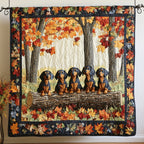Autumn Dachshund Quilted Blanket printed blanket
