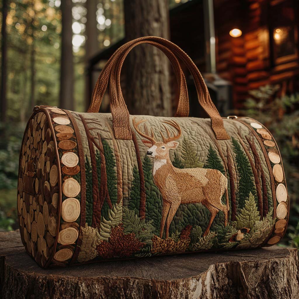 Autumn Deer Quilted Duffle Bag printed duffle bag