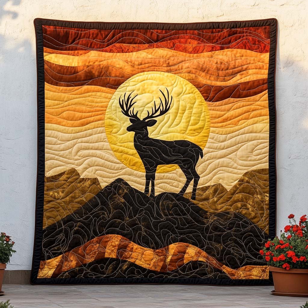 Autumn Deer Trail Quilted Blanket printed blanket