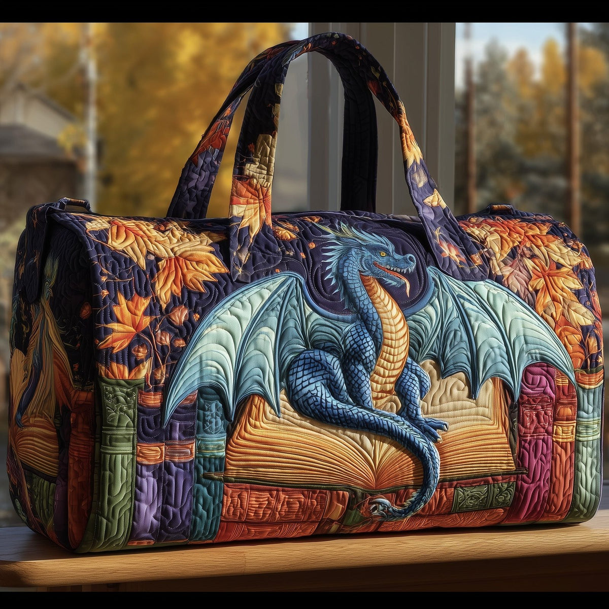 Autumn Dragon Quilted Duffle Bag printed duffle bag
