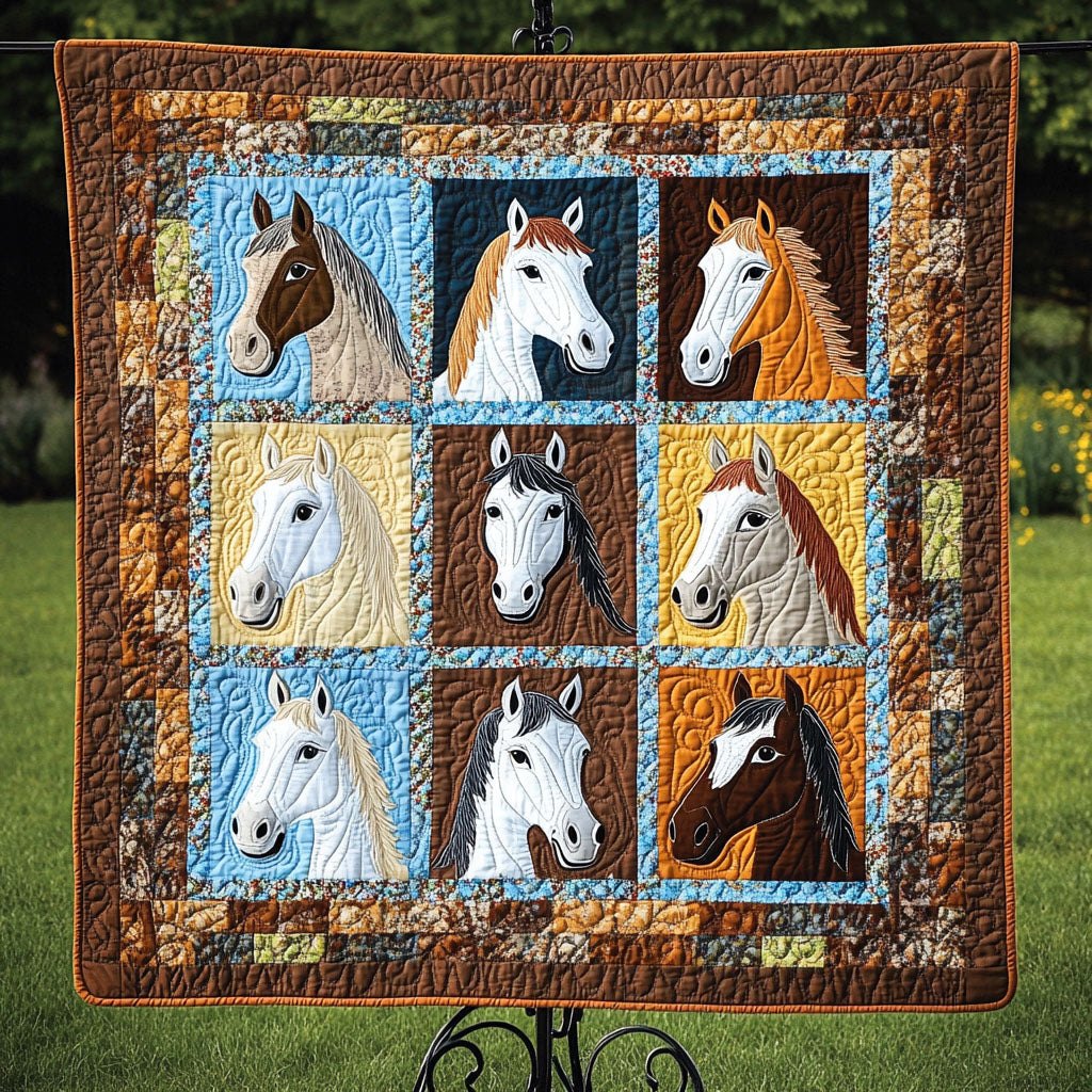 Autumn Equine Quilted Blanket printed blanket