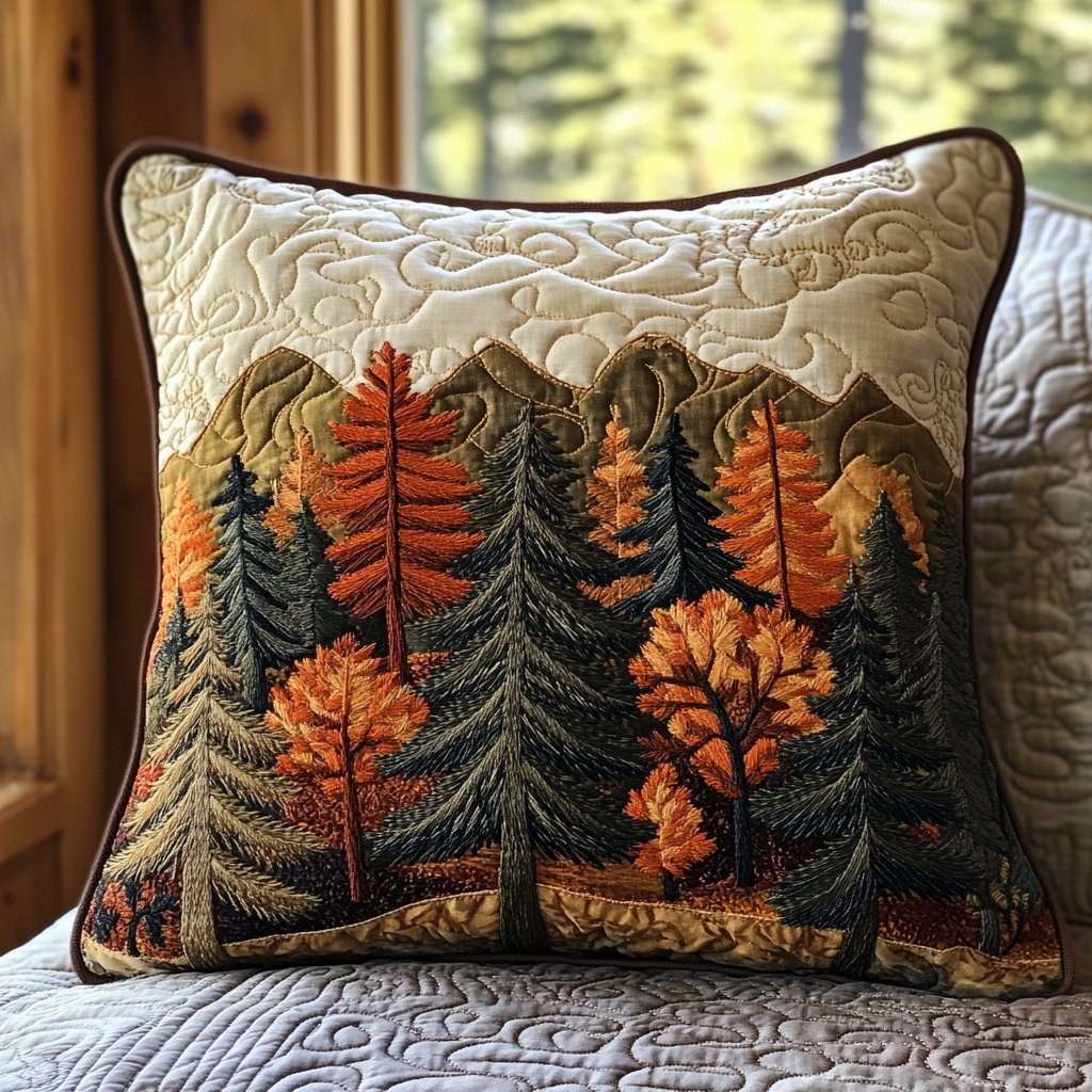 Autumn Forest Mirage Quilted Cushion Cover printed cushion cover