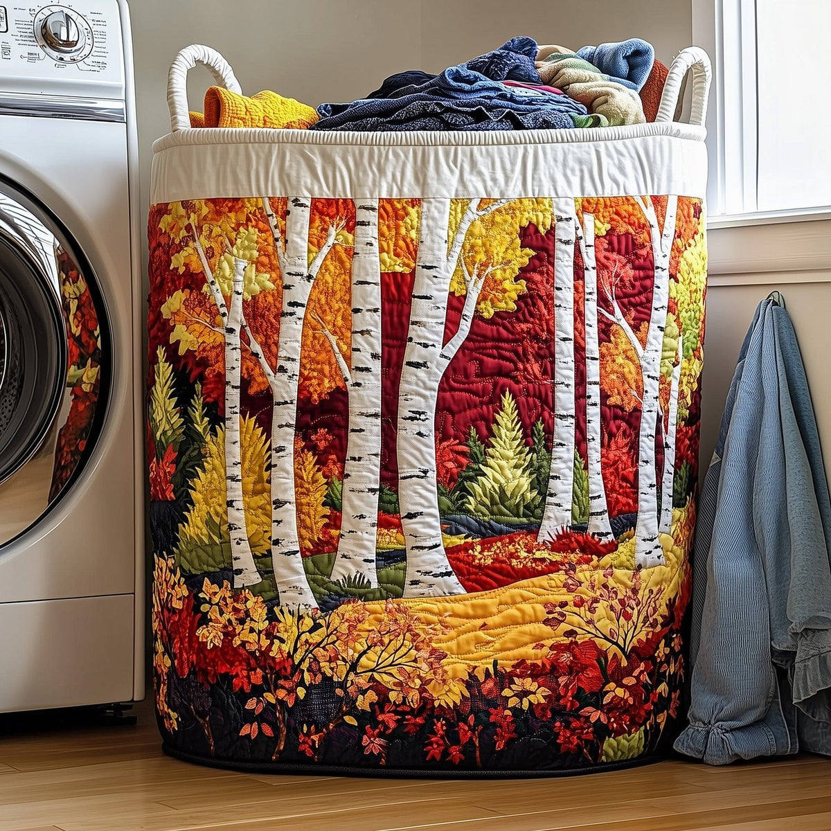 Autumn Forest Quilted Laundry Hamper printed laundry hamper
