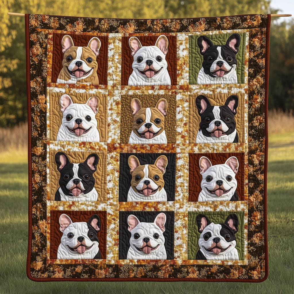 Autumn French Bulldog Quilted Blanket printed blanket