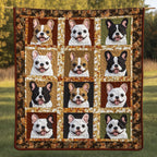 Autumn French Bulldog Quilted Blanket printed blanket