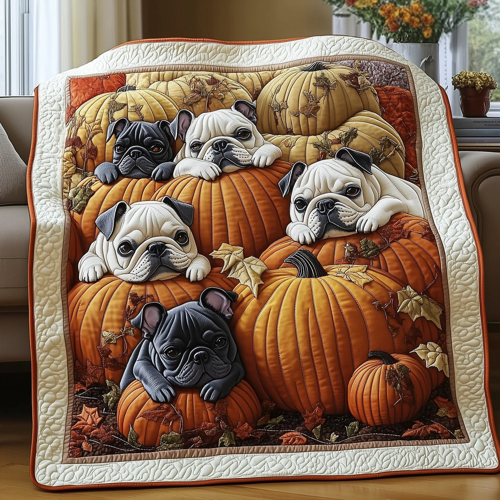 Autumn Frenchie Quilted Blanket printed blanket