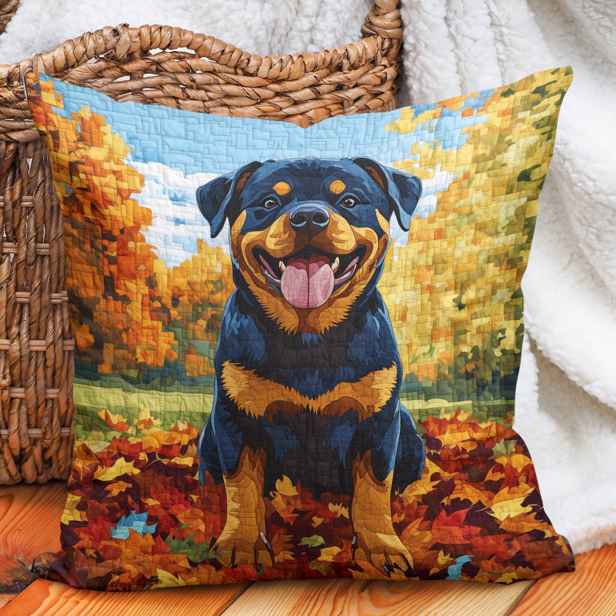 Autumn Friend Quilted Cushion Cover printed cushion cover