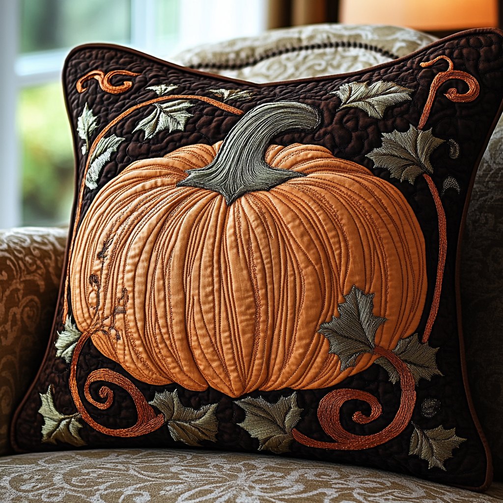 Autumn Glow Quilted Cushion Cover printed cushion cover