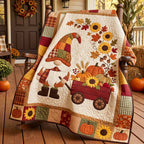 Autumn Gnome Wagon Quilted Blanket printed blanket
