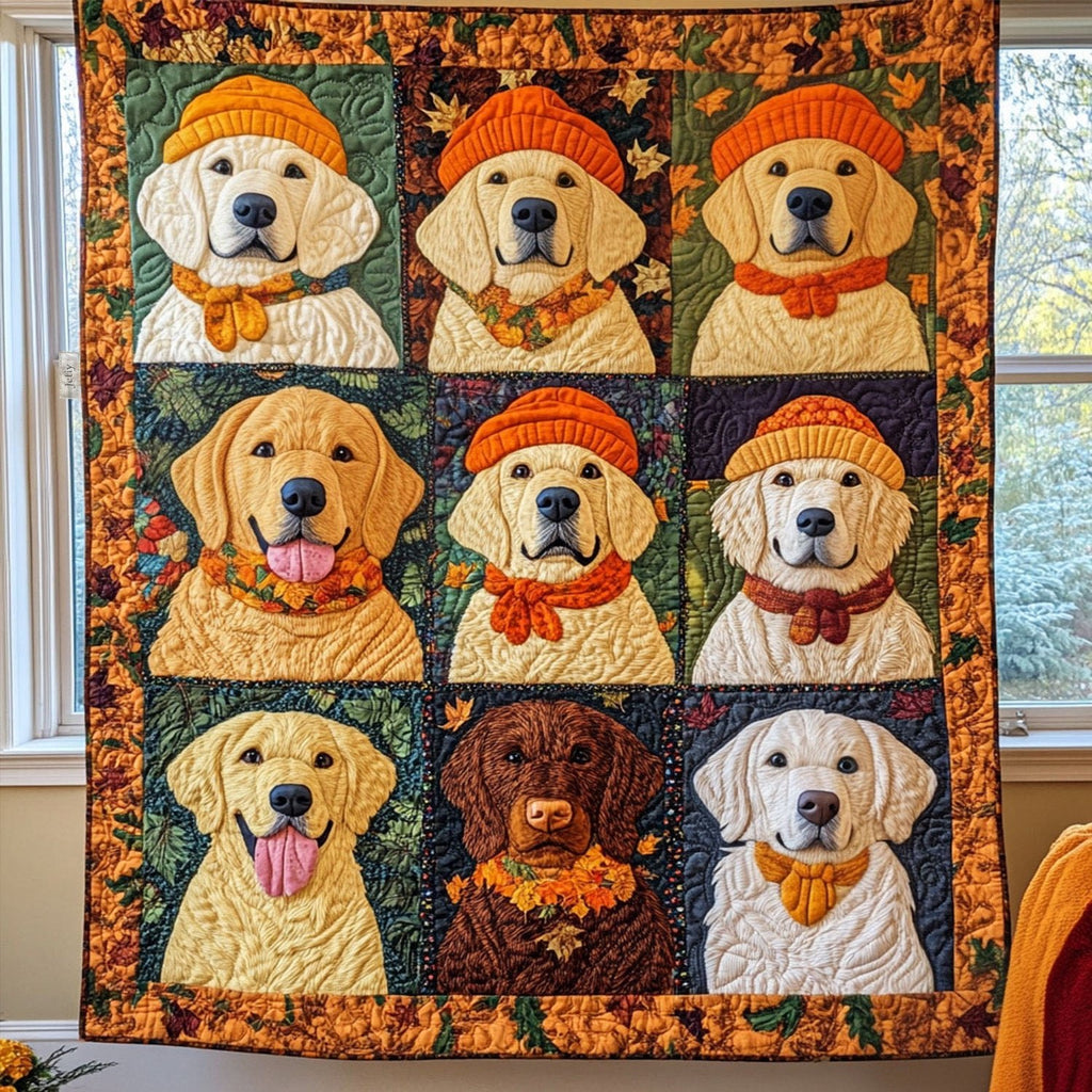 Autumn Gold Harvest Quilted Blanket printed blanket