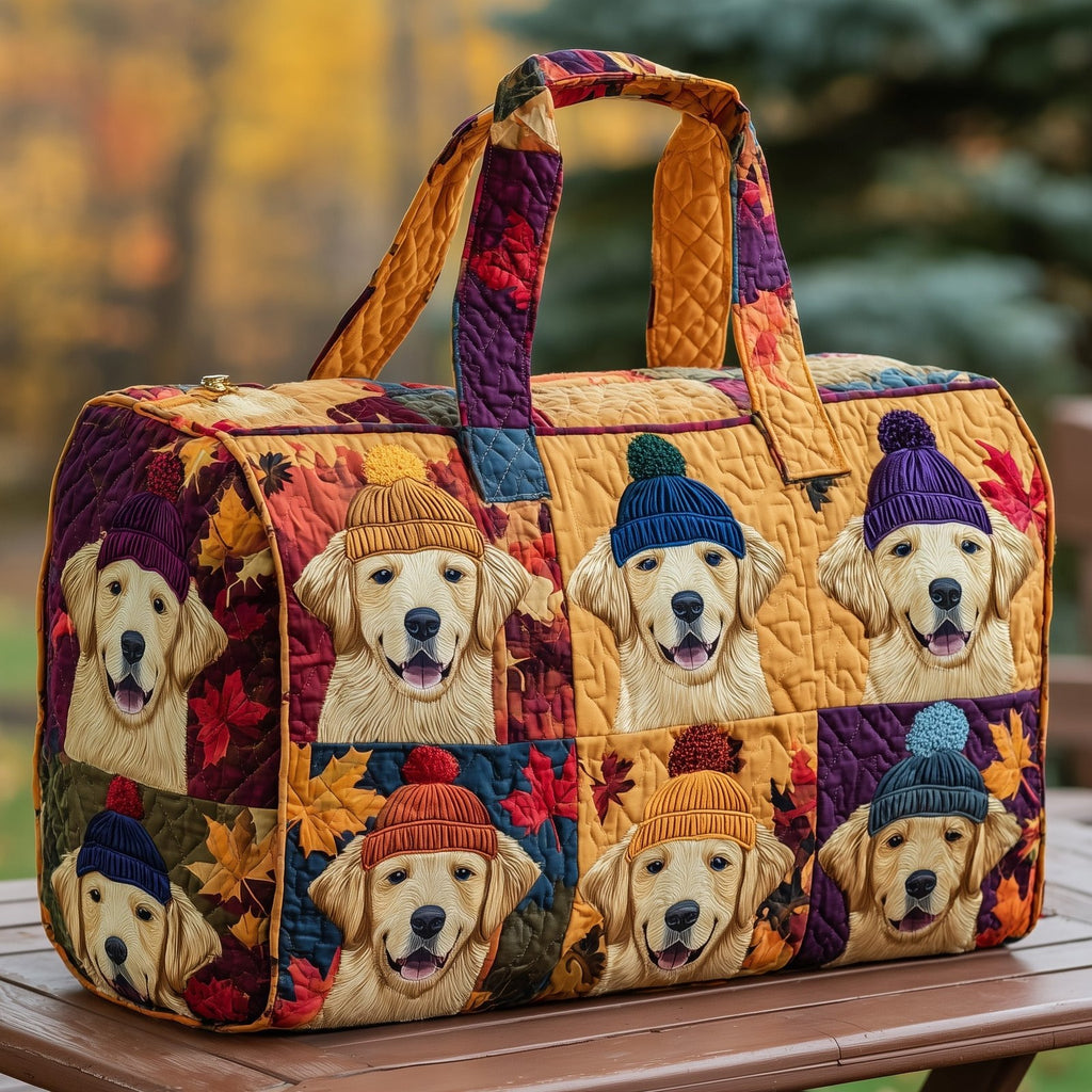 Autumn Golden Retriever Quilted Duffle Bag printed duffle bag