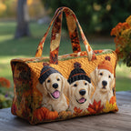 Autumn Golden Retriever Quilted Duffle Bag printed duffle bag