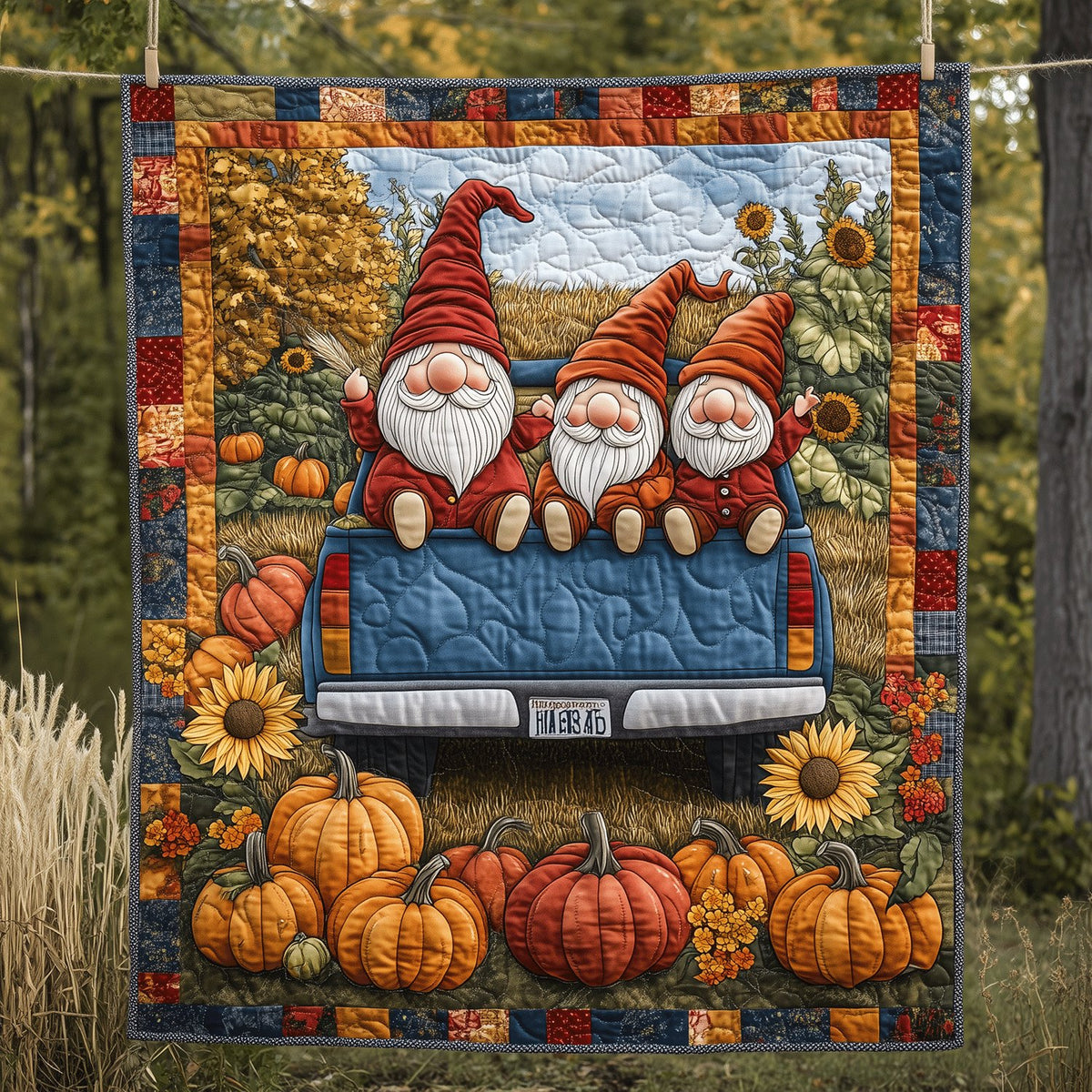 Autumn Harvest Quilted Blanket printed blanket