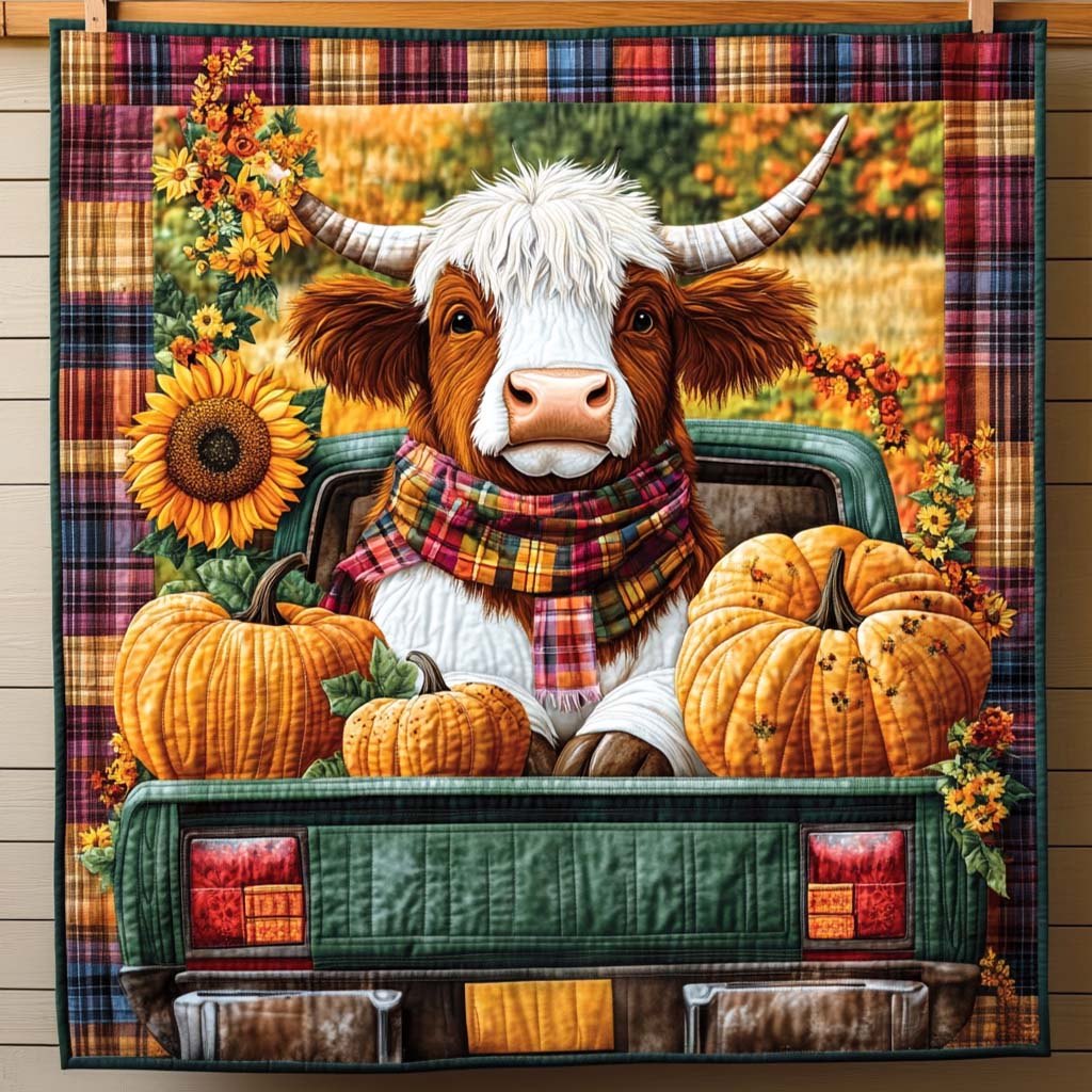 Autumn Harvest Ride Quilted Blanket printed blanket