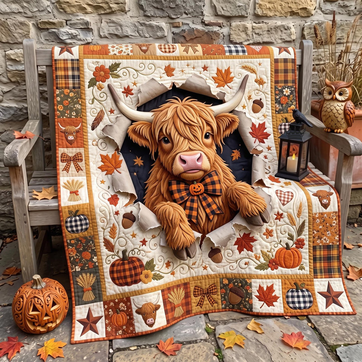 Autumn Highland Quilted Blanket printed blanket