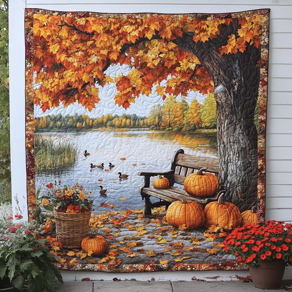Autumn Hillside Glow Quilted Blanket printed blanket