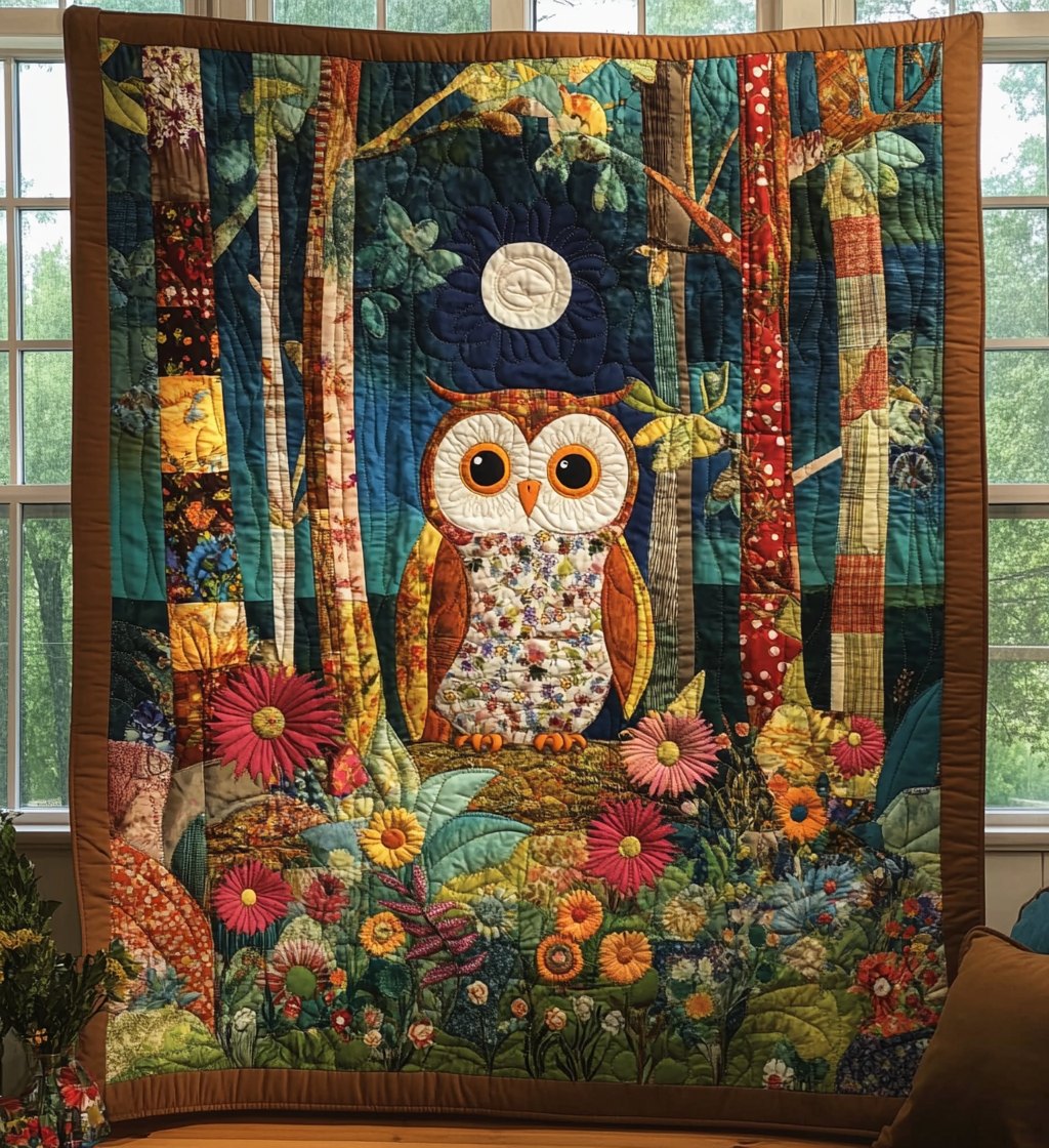 Autumn Hoots Quilted Blanket printed blanket
