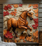 Autumn Horse Quilted Blanket printed blanket