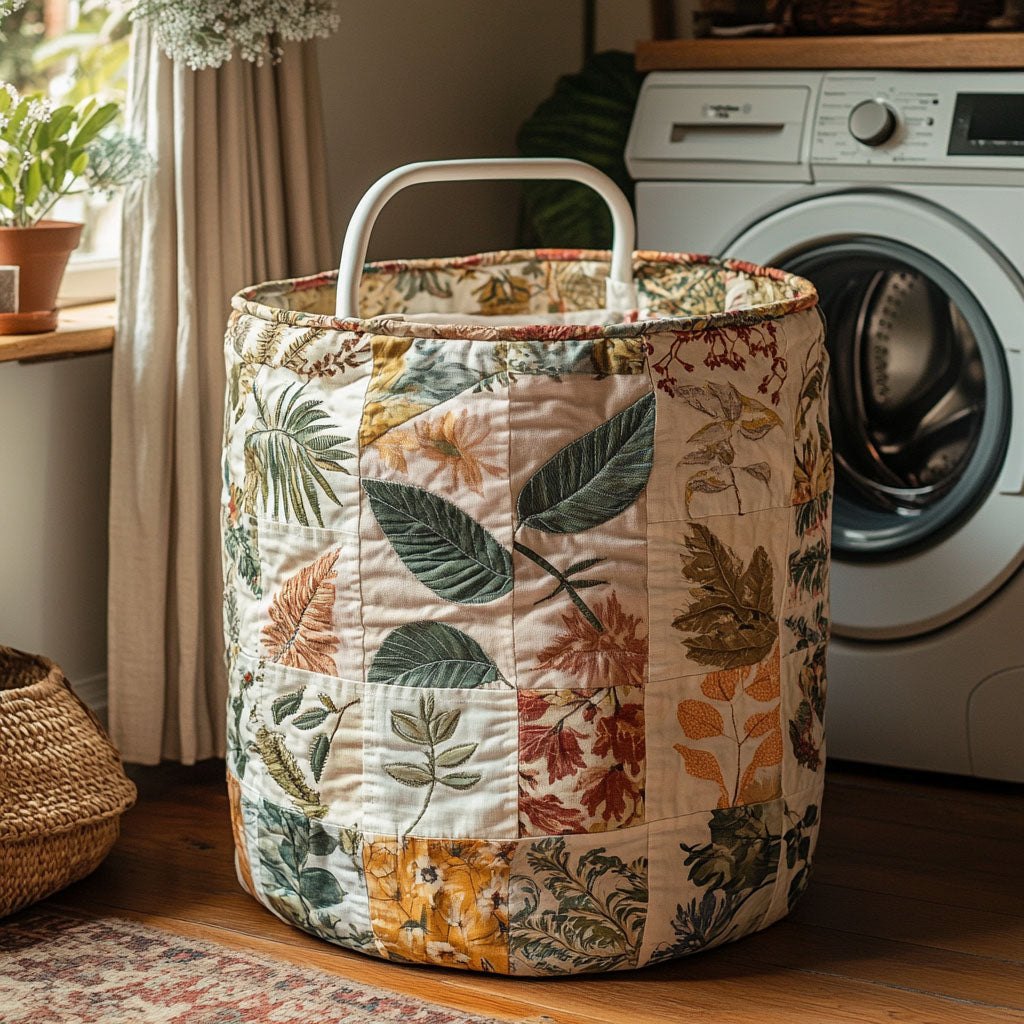 Autumn Leaves Quilted Laundry Hamper printed laundry hamper