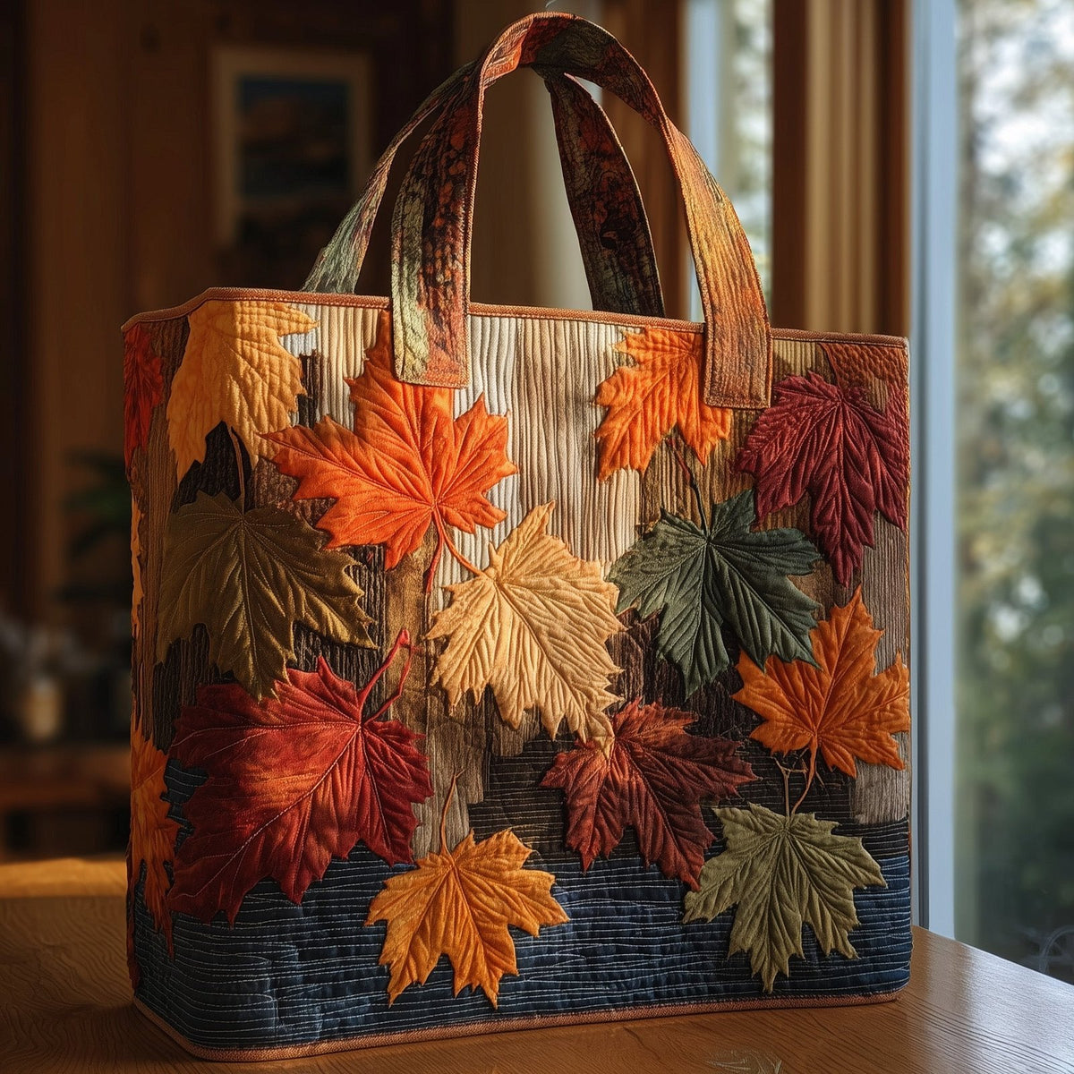 Autumn Leaves Quilted Tote Bag printed tote bag